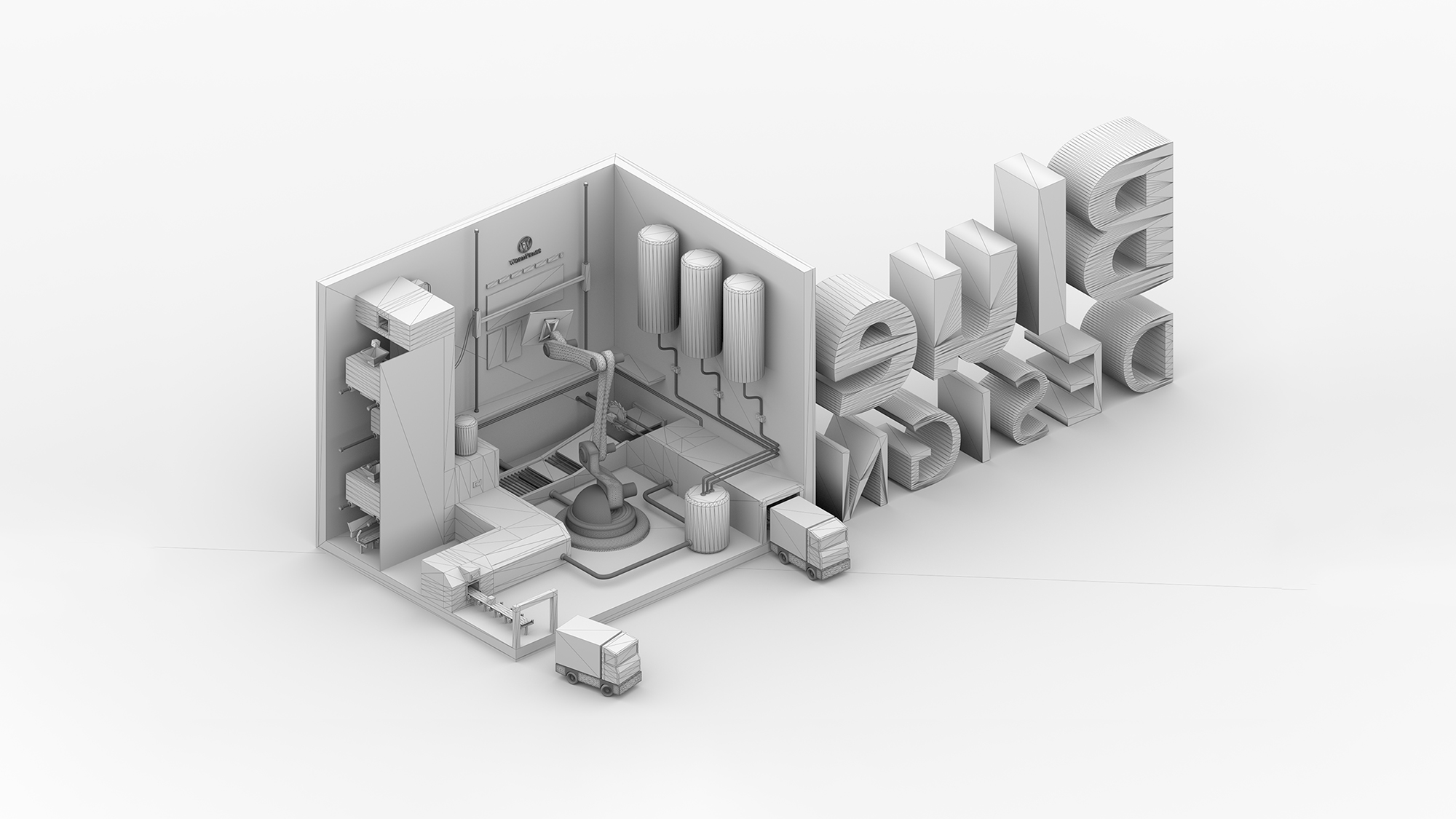 CGI 3D gerendertes Bild von der BlueBox erstellt in Blender 3D