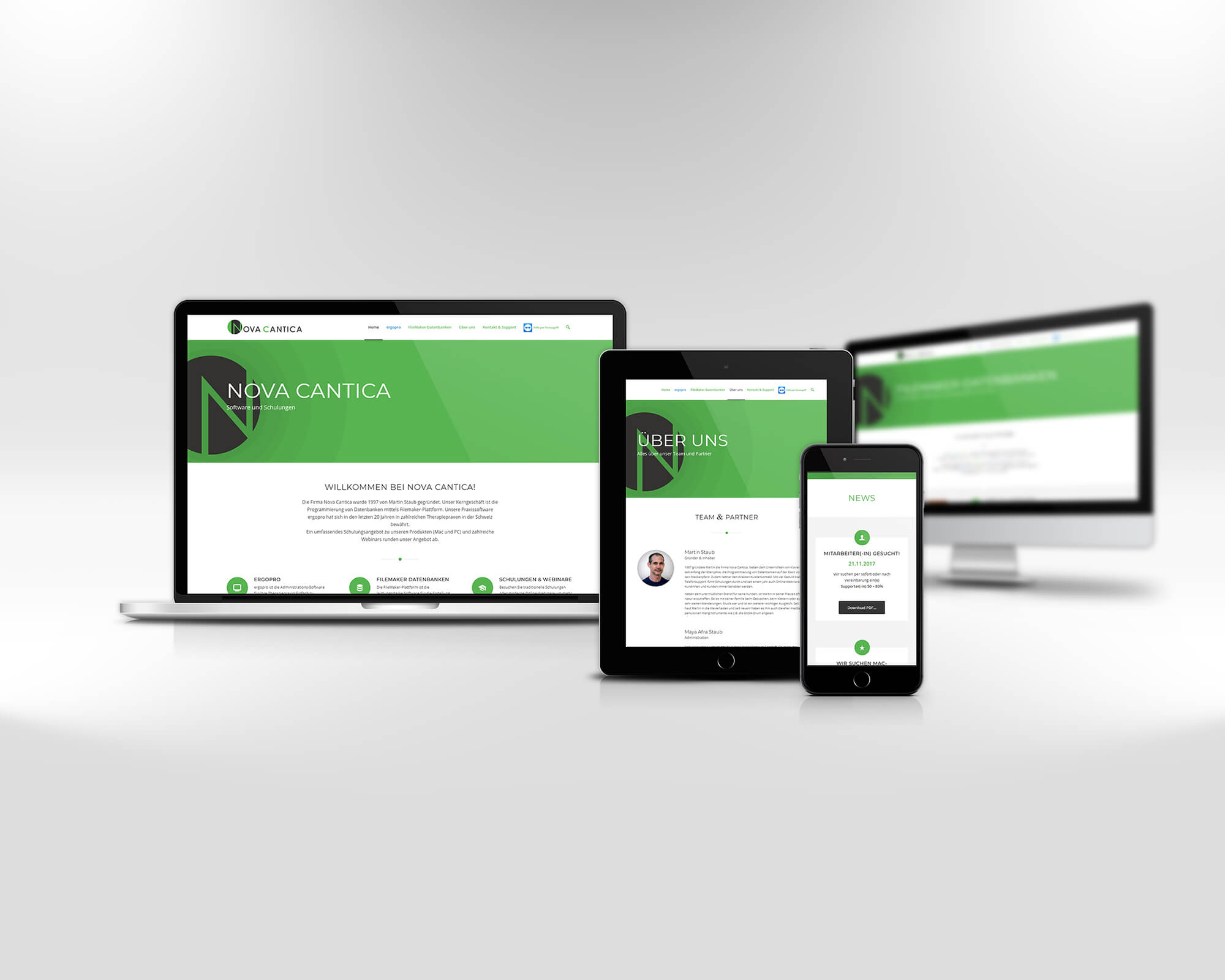 Webdesign Referenz von Nova Cantica erstellt durch Bluebox Design Zürich dargestellt in einem Mockup