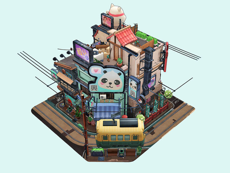 Screenshot der Three.js-Tech-Demo von Littlest Tokio.