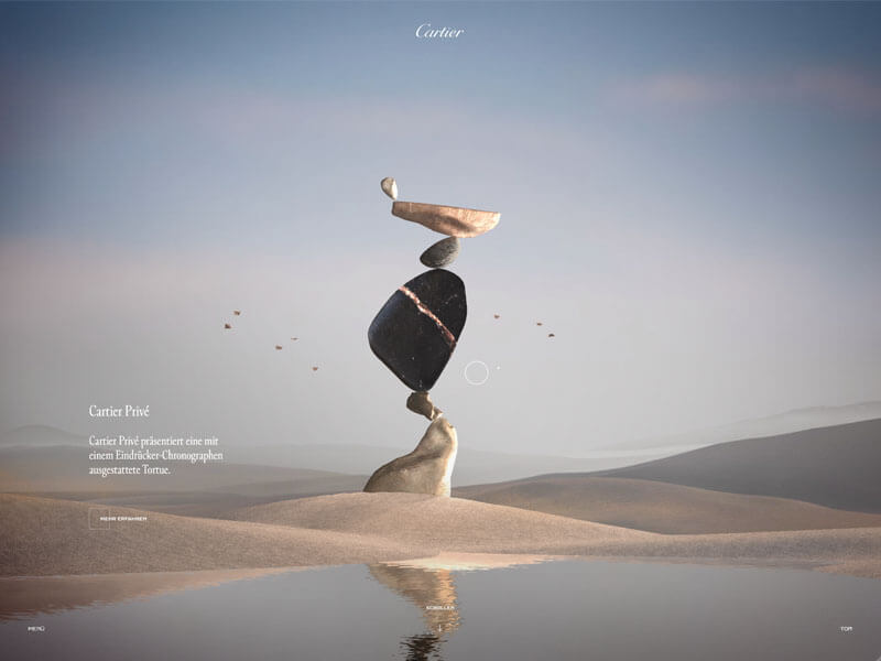 Screenshot der Three.js-Webseite von Cartier Wonder and Watches.